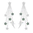 Enchanted Disney Fine Jewelry Sterling Silver with 1 6 CTTW Diamonds and Green Tourmaline Tinker Bell Earrings Online Sale