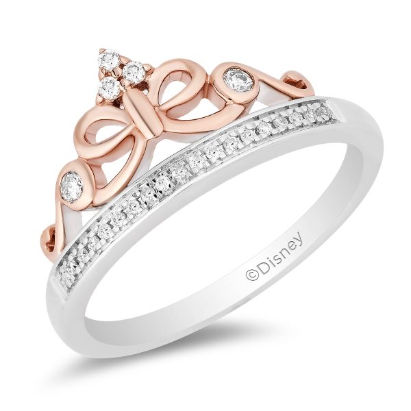 Enchanted Disney Fine Jewelry 14K Rose Gold Over Sterling Silver with 1 10 CTTW Diamond Snow White Ring Online Hot Sale