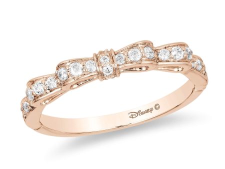 Enchanted Disney Fine Jewelry 14K Rose Gold 1 4 CTTW Snow White Bow Ring For Cheap