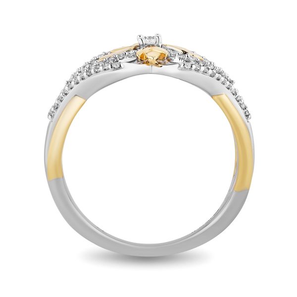 Enchanted Disney Fine Jewelry Sterling Silver and 10K Yellow Gold with 1 4 CTTW Diamond Anna Ring Online Hot Sale