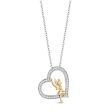 Enchanted Disney Fine Jewelry Sterling Silver and 10K Yellow Gold with 1 5 CTTW Tinker Bell Pendant Necklace For Cheap