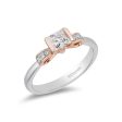 Enchanted Disney Fine Jewelry 14K White Gold and Rose Gold with 1 2 CTTW Diamond Snow White Engagement Ring Supply