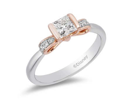 Enchanted Disney Fine Jewelry 14K White Gold and Rose Gold with 1 2 CTTW Diamond Snow White Engagement Ring Supply