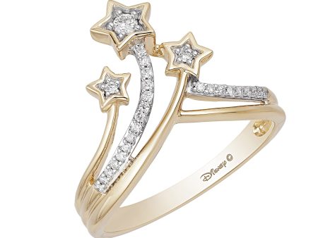 Enchanted Disney Fine Jewelry 10K Yellow Gold 1 10 CTTW Tinker Bell Tiara Star Ring on Sale