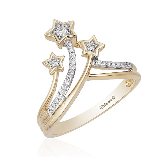 Enchanted Disney Fine Jewelry 10K Yellow Gold 1 10 CTTW Tinker Bell Tiara Star Ring on Sale