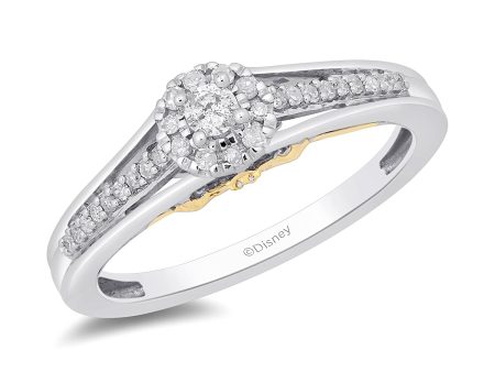 Enchanted Disney Fine Jewelry 10k White Gold and Yellow Gold with 1 5 CTTW Tinker Bell Promise Ring Hot on Sale