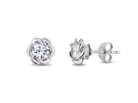 Enchanted Disney Fine Jewelry 14K White Gold with 1 2 CTTW Diamond Belle Solitaire Earrings Supply