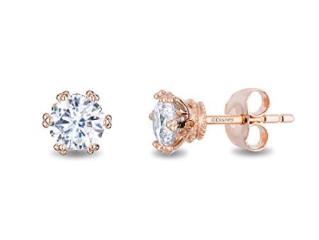 Enchanted Disney Fine Jewelry 14K Rose Gold with 1 3 CTTW Diamond Majestic Princess Solitaire Earrings Online Sale