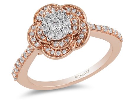 Enchanted Disney Fine Jewelry 10K Rose Gold with 1 2 CTTW Belle Rose Engagement Ring Supply