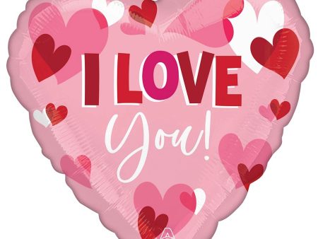 I Love You Playful Hearts Jumbo Foil Balloon 71cm Sale