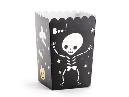 Boo Mix Boxes for Popcorn Black w  White & Gold Metallic Print Supply