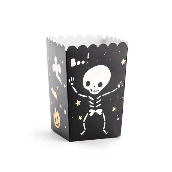 Boo Mix Boxes for Popcorn Black w  White & Gold Metallic Print Supply