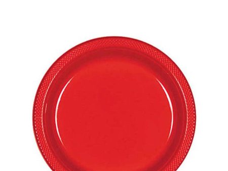 Apple Red Plastic Plates 7in , 20pcs Hot on Sale