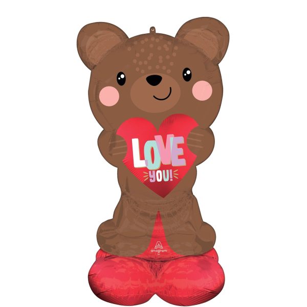 Large Brown Love Bear Airloonz Foil Balloon 49in For Sale