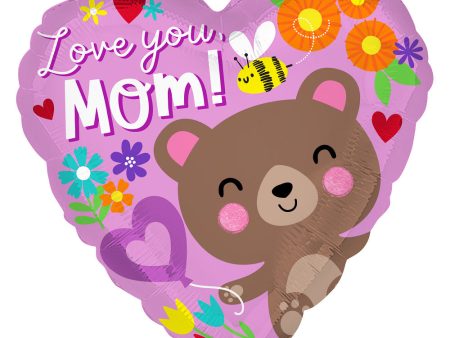 Love You Mom Bear Foil Balloon 45cm Fashion