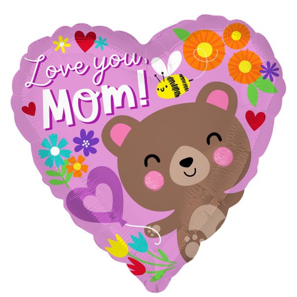 Love You Mom Bear Foil Balloon 45cm Fashion