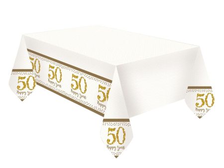 Gold Anniversaries Plastic Tablecover Fashion