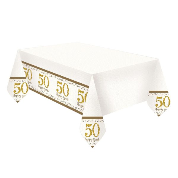 Gold Anniversaries Plastic Tablecover Fashion