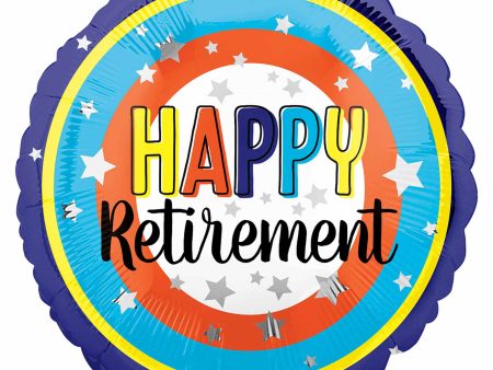 Happy Retirement Colorful Circles Foil Balloon 18in For Sale