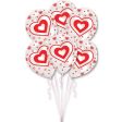 All Around Printed Hearts Latex Balloons 11in, 6pcs Supply