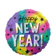 Happy New Year Iridescent Stars Balloon 45cm For Cheap