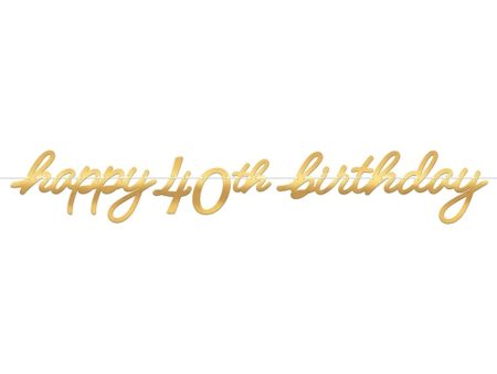 40th Golden Age Birthday Letter Banner Foil Board & Ribbon For Sale