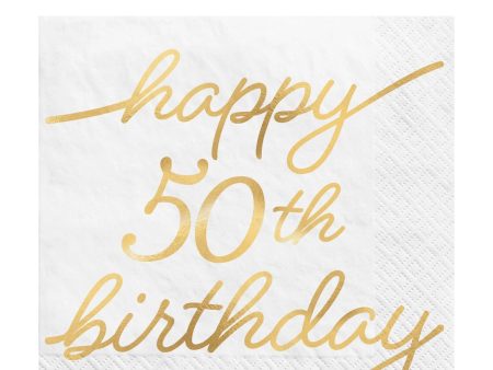 50th Golden Age Birthday Hot-Stamped Beverage Napkins 16pcs Cheap