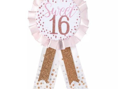 Sixteen Blush Award Ribbon Fabric w  Glitter on Sale