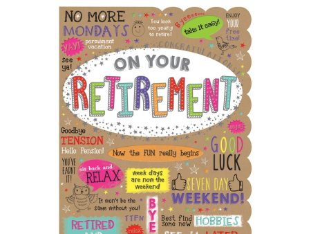 Retirement All Over Text Greeting Card 12in X 9in Online Hot Sale