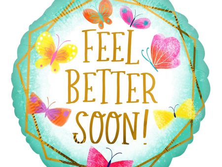 Feel Better Teal & Gold Foil Balloon 18in Supply