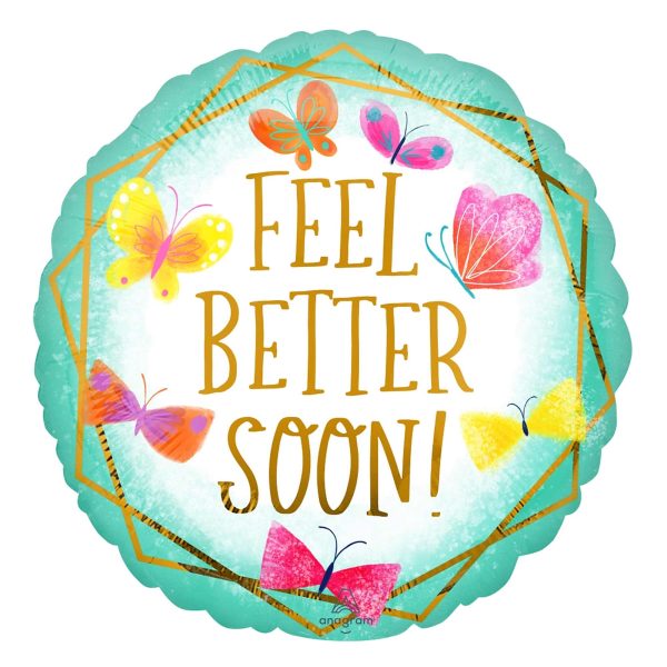 Feel Better Teal & Gold Foil Balloon 18in Supply