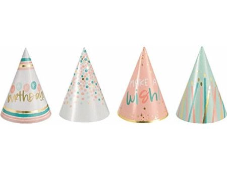 Happy Cake Day Mini Cone Hats Foil 12pcs Discount