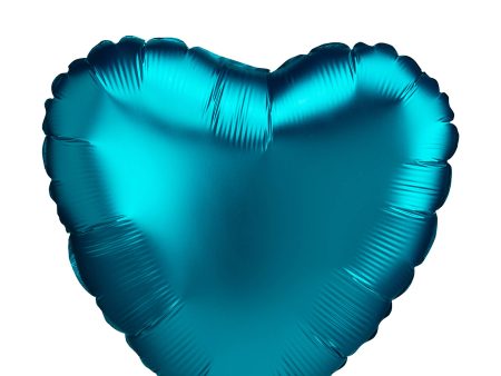 Aqua Satin Luxe Heart Foil Balloon 45cm Online Hot Sale