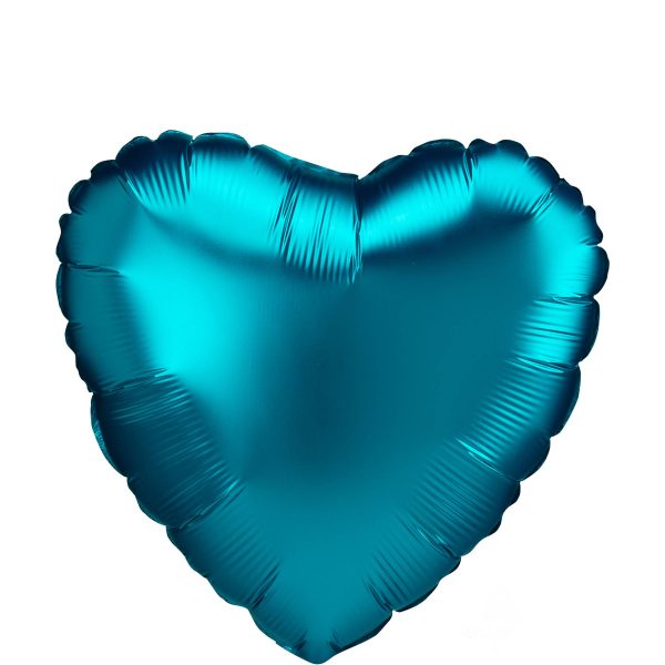 Aqua Satin Luxe Heart Foil Balloon 45cm Online Hot Sale