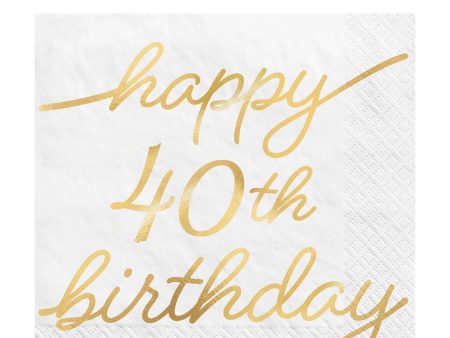 40th Golden Age Birthday Hot-Stamped Beverage Napkins 16pcs Cheap