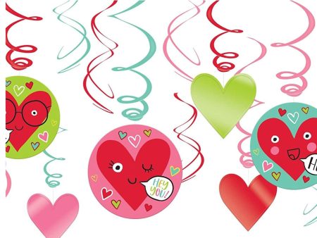 Heart Face Swirls Decorations 12pcs Online Sale