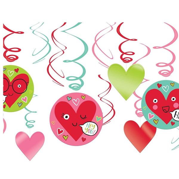 Heart Face Swirls Decorations 12pcs Online Sale