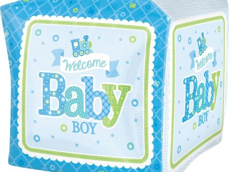 Welcome Baby Boy Train UltraShape Cubez Balloon 15in Online Sale