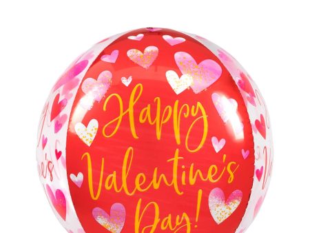 Happy Valentine s Day Watercolor Orbz Balloon 38x40cm For Cheap