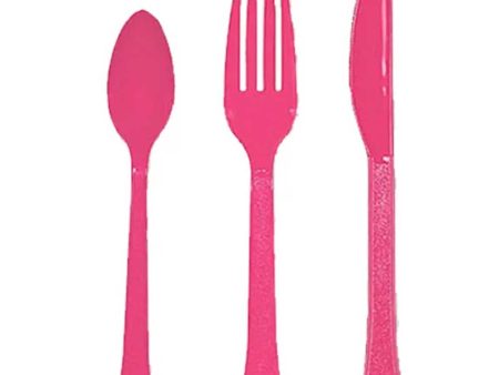 Bright Pink Heavy Weight Cutlery Assorted 24pcs on Sale