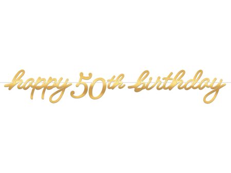 50th Golden Age Birthday Letter Banner Foil Board & Ribbon Supply