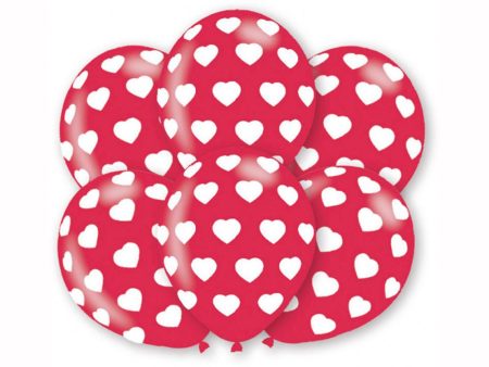 Hearts Print Latex Balloons 6pcs For Cheap