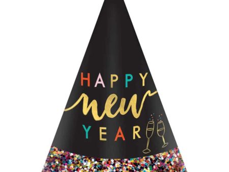 Colorful Happy New Year Glitter Paper Cone Hat Online Hot Sale