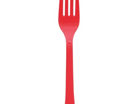 Apple Red Heavy Weight Plastic Forks 20pcs Fashion