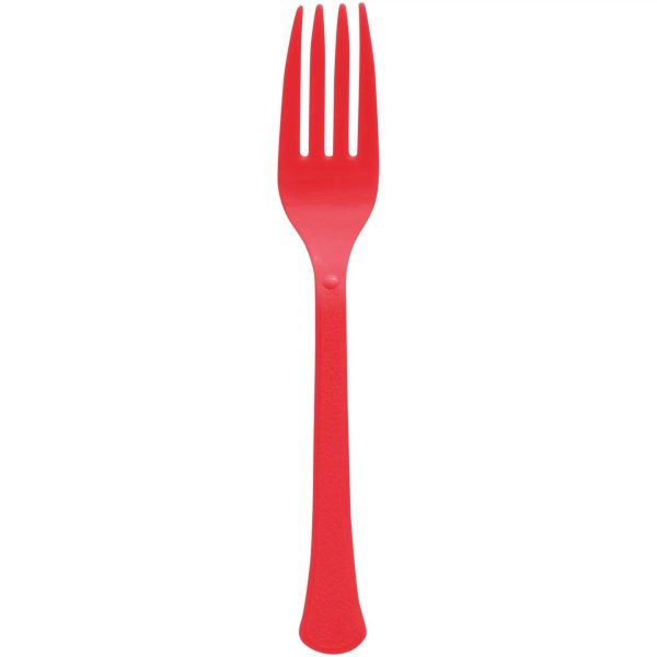 Apple Red Heavy Weight Plastic Forks 20pcs Fashion