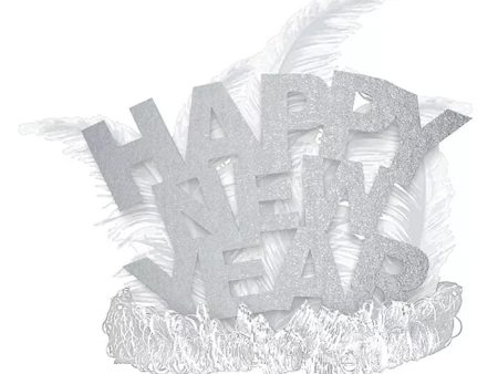 Happy New Year Glitter Silver Feather Tiara Cheap