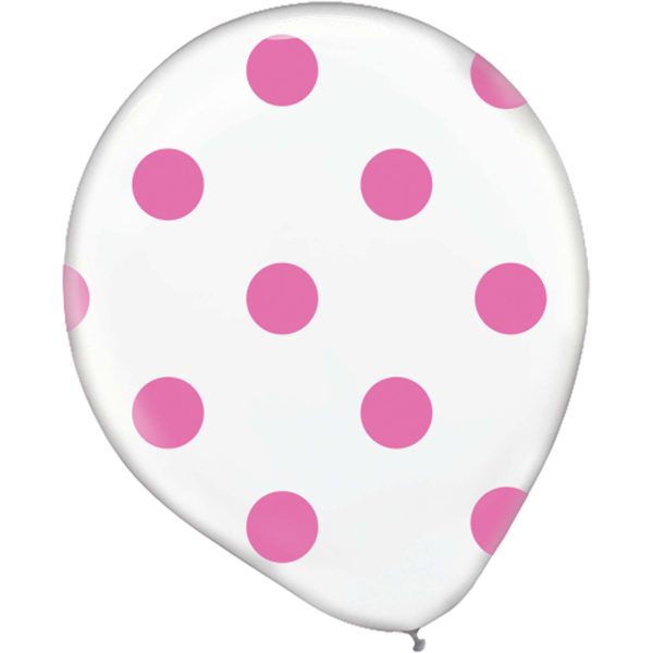 Bright Pink Polka Dot Latex Balloon 20ct Hot on Sale