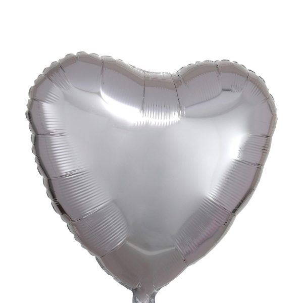 Silver Metallic Satin Luxe Heart Foil Balloon 45cm For Cheap