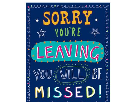 Sorry You re Leaving Text Greeting Card 12in X 9in Supply